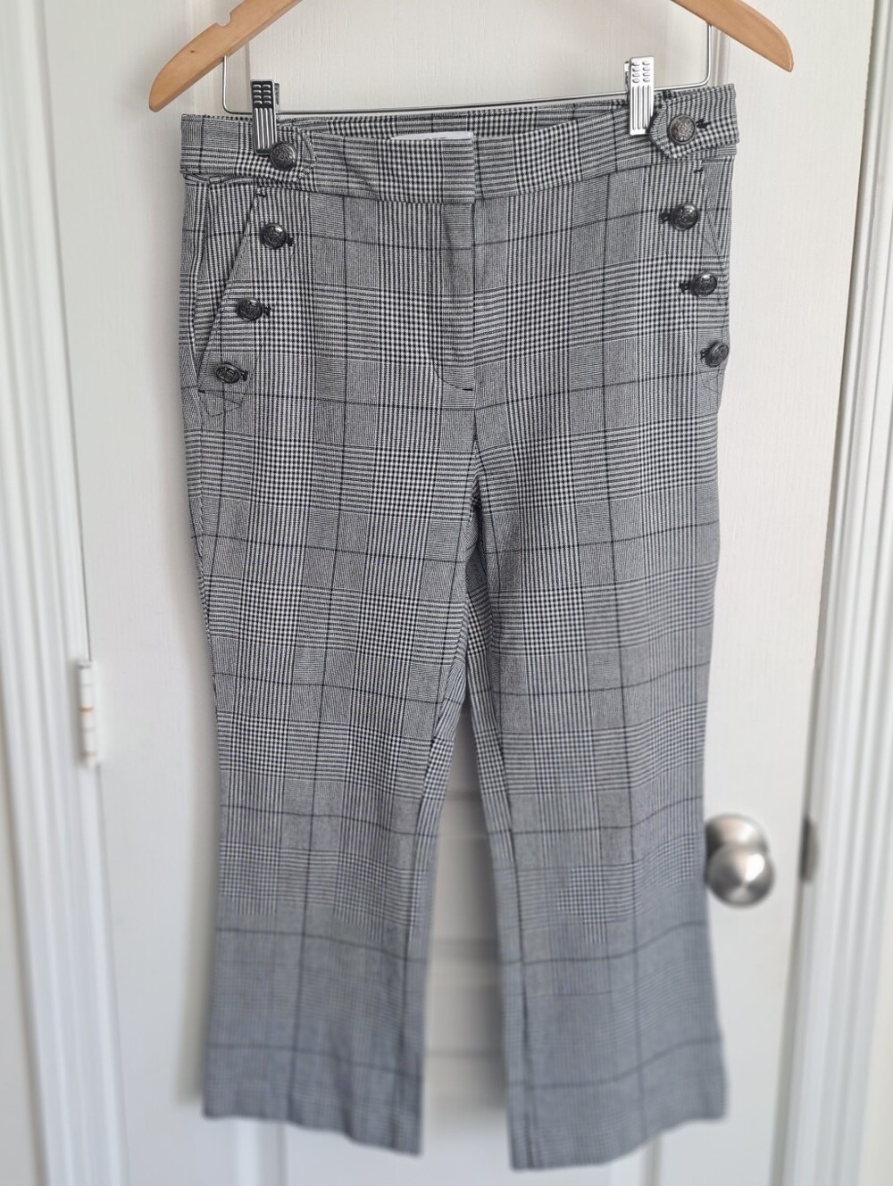 LOFT Petite Checked Wide Leg Cropped Pants Size 6P